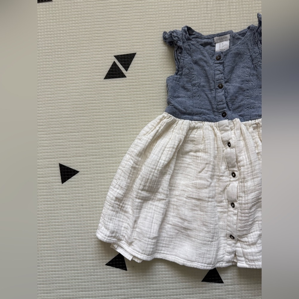 Tahari|Baby girl/toddler sleeveless sundress in chambray and white gauze•••4T